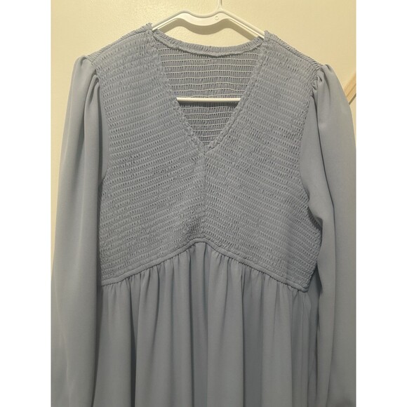 Women’s Blue Peasant Dress Size Medium Ethereal Bohemian Midi Dress - Picture 2 of 3